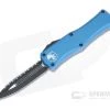 Microtech Hera D/E Black Full Serrated Double Edge Blue OTF Automatic 702-3BL