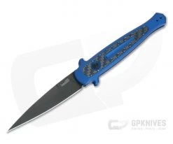 Kershaw Launch 8 Blue Stiletto Black DLC CPM154 Carbon Fiber Inlay Automatic Knife 7150BLUBLK