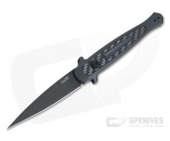 Kershaw Launch 8 Gray Stiletto Black DLC CPM154 Carbon Fiber Inlay Automatic Knife 7150GRYBLK