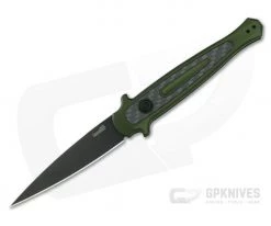 Kershaw Launch 8 Olive Green Stiletto Black DLC CPM154 Carbon Fiber Inlay Automatic Knife 7150OLBLK
