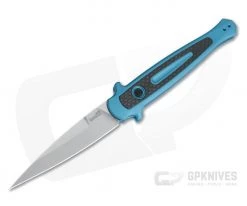 Kershaw Launch 8 Teal Stiletto Stonewashed CPM154 Carbon Fiber Inlay Automatic Knife 7150TEALSW