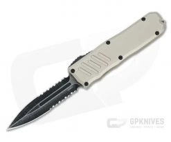 Guardian Tactical Recon-035 Dark Stonewashed Serrated Elmax Double Edge Desert Tan OTF Automatic 97632