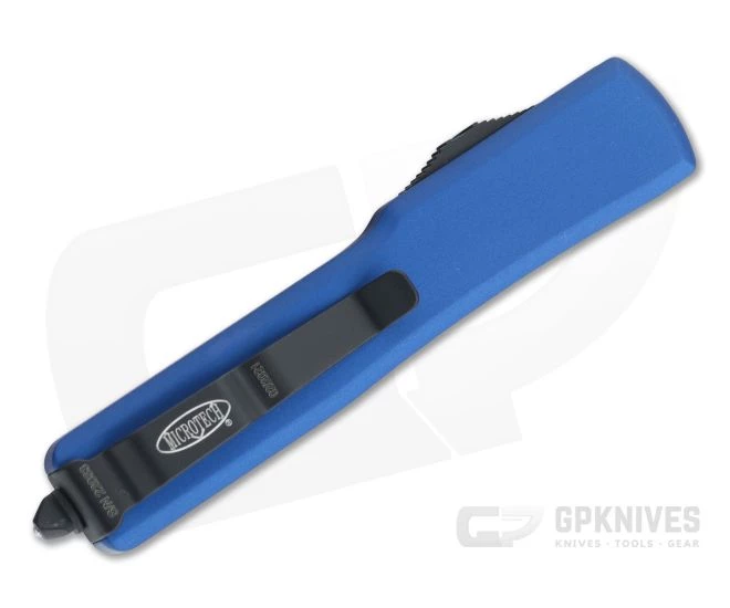 Microtech UTX-70 CA Double Edge Black M390 Blue California Legal OTF Automatic Knife CA147-1BL 2 Microtech UTX-70 CA Double Edge Black M390 Blue California Legal OTF Automatic Knife CA147-1BL - Image 2