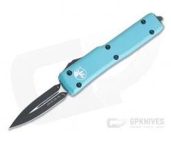 Microtech UTX-70 CA Double Edge Black 204P Turquoise California Legal OTF Automatic Knife CA147-1TQ