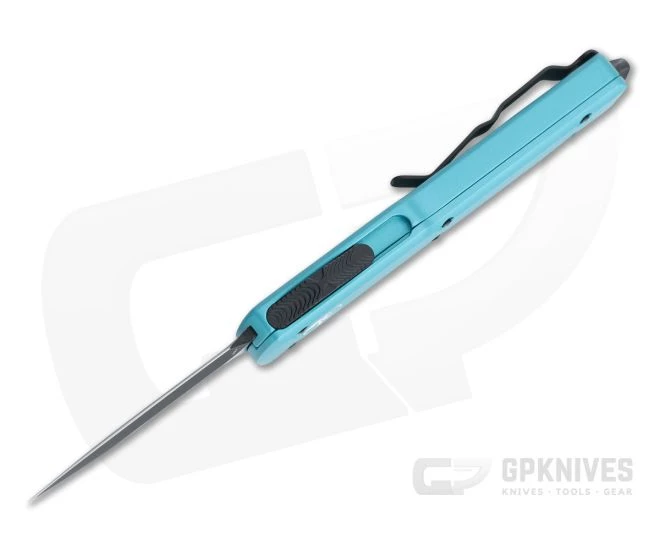 Microtech UTX-70 CA Double Edge Black 204P Turquoise California Legal OTF Automatic Knife CA147-1TQ 3 Microtech UTX-70 CA Double Edge Black 204P Turquoise California Legal OTF Automatic Knife CA147-1TQ - Image 3