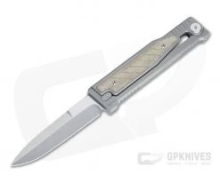 Reate EXO Exoskeleton Design Double Edge Elmax Brown Micarta Manual OTF Knife