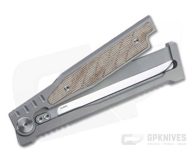 Reate EXO Exoskeleton Design Double Edge Elmax Brown Micarta Manual OTF Knife 2 Reate EXO Exoskeleton Design Double Edge Elmax Brown Micarta Manual OTF Knife - Image 2