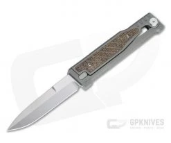 Reate EXO Exoskeleton Design Double Edge Elmax Burlap Micarta Manual OTF Knife