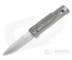 Reate EXO Exoskeleton Design Double Edge Elmax Green Micarta Manual OTF Knife