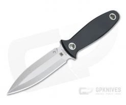 Spyderco Nightstick Single Edge Dagger Boot Knife Black G10 Satin S30V Fixed Blade FB47GP