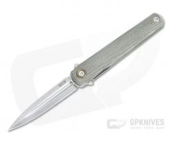 MKM x Zieba Flame Light Flipper Dagger Stonewashed M390 Green Micarta Folder FL02L-GC