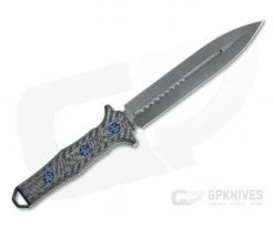Heretic Knives Nephilim Dagger Black DLC Elmax Carbon Fiber Blue Ti Hardware Fixed Blade H003-6A-CF -Daggers Online Shop h003 6a cf 3