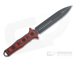 Heretic Knives Nephilim Dagger Battleworn Black Elmax Red/Black G10 Fixed Blade H003-8A-REDBLK -Daggers Online Shop h003 8a redblk 3