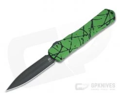 Heretic Knives Manticore-X Double Edge DLC S35VN Toxic Green Black Splash OTF Automatic H032-6A-GRNBS