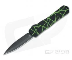 Heretic Knives Manticore-X Double Edge DLC S35VN Black Green Splash OTF Automatic H032-6A-GS