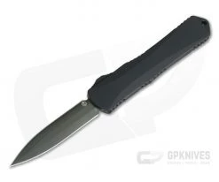 Heretic Knives Manticore-X Double Edge Tumbled DLC Tactical Black OTF Automatic H032-6A-T