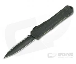 Heretic Knives Manticore-X Double Edge Tumbled DLC Full Serrated Breakthrough Green OTF Automatic H032-6C-BRKGR