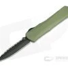 Heretic Knives Manticore-X Double Edge Tumbled DLC Full Serrated Green OTF Automatic H032-6C-GREEN
