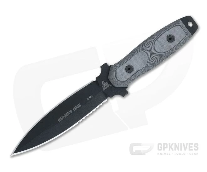 TOPS Ranger's Edge Dagger Black 1095 Black Linen Micarta Double Edge Fixed Blade RE3010 1 TOPS Ranger's Edge Dagger Black 1095 Black Linen Micarta Double Edge Fixed Blade RE3010